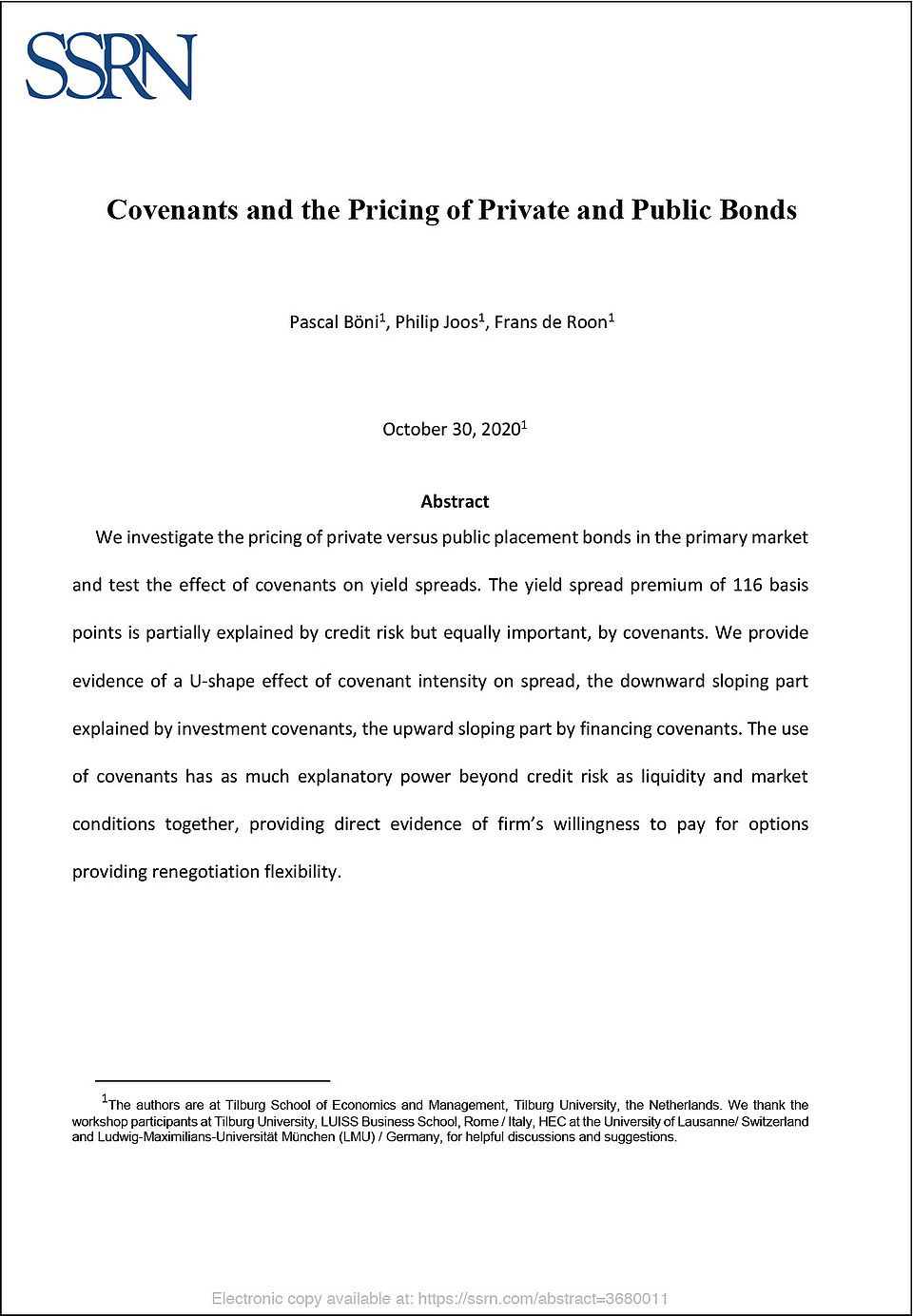 Covenants and the Pricing of Private and Public Bonds