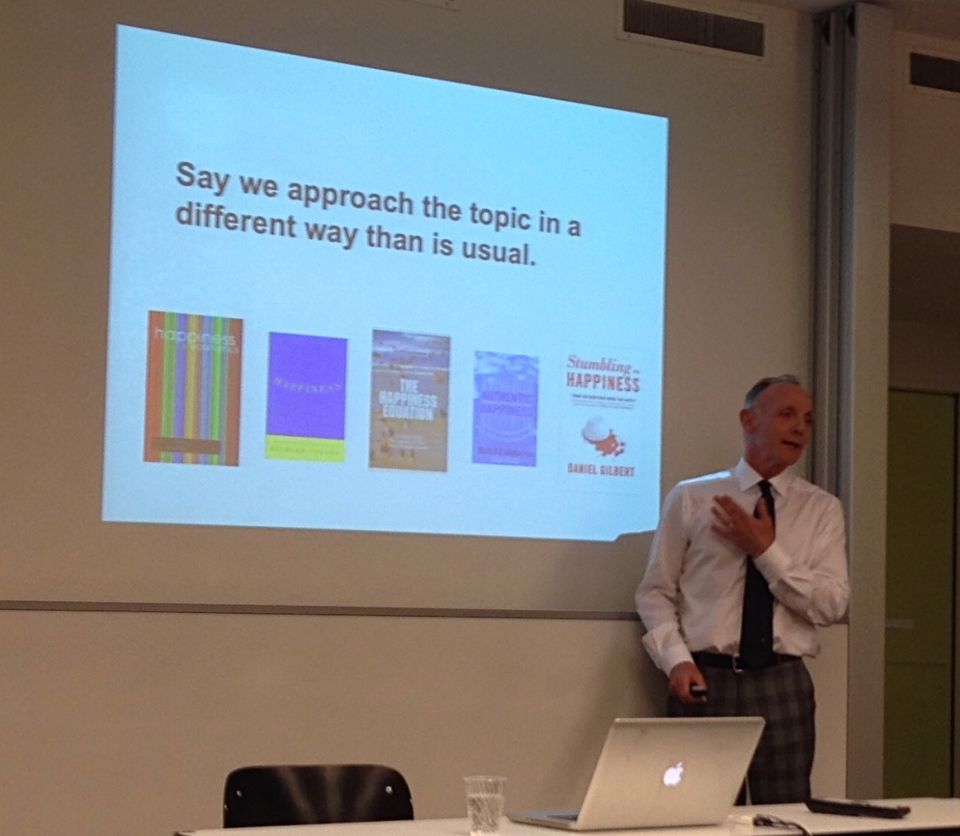 Andrew Oswald presenting at the 2nd Basel Workshop on Economics and Happiness