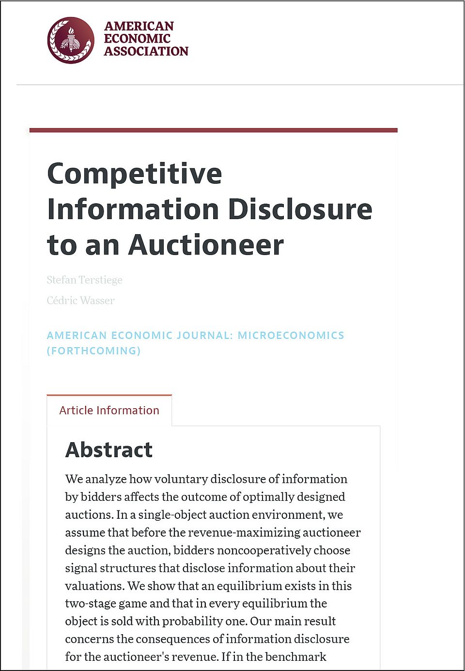 Competitive Information Disclosure to an Auctioneer
